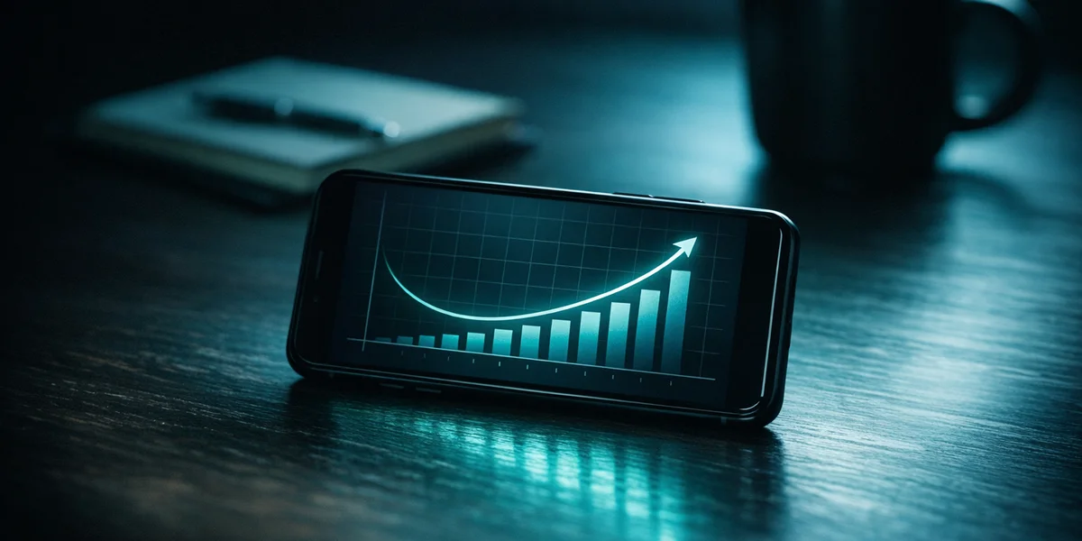 Mobile game retention analytics dashboard with neon glow showing engagement metrics and player retention curves