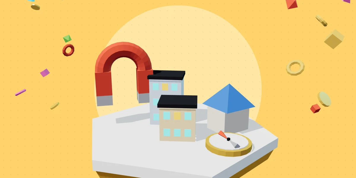 Gaming M&A wave 2026: a magnet pulls studio buildings as an independent studio holds a compass
