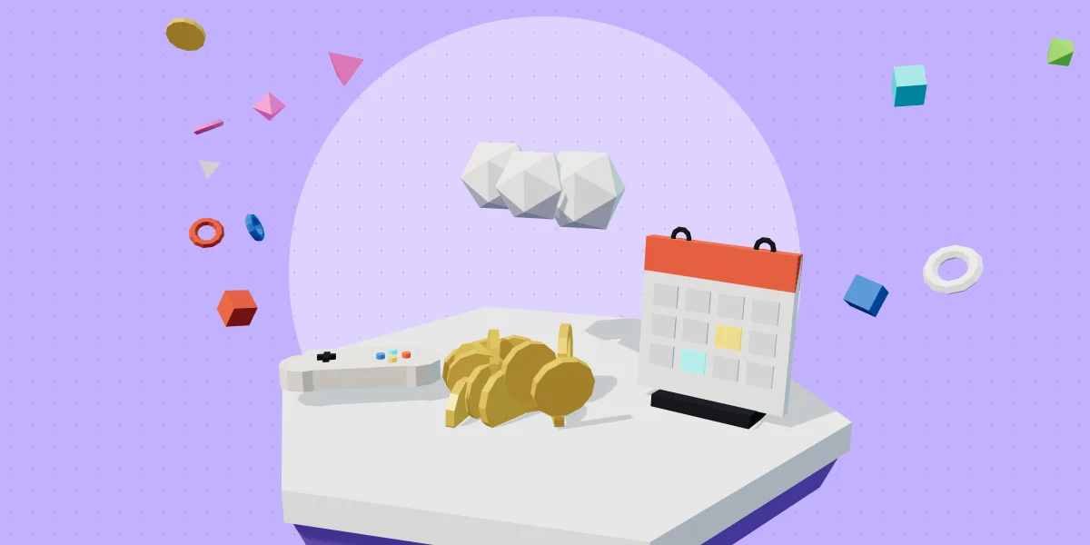 Gaming subscription publisher deals: a cloud filling a coin pool beside a game and a calendar